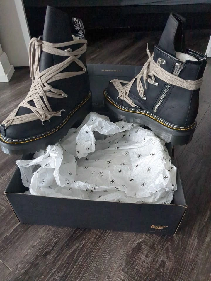 Dr. Martens x Rick Owens Black Leather Platform Boots size 9 men - photo 2
