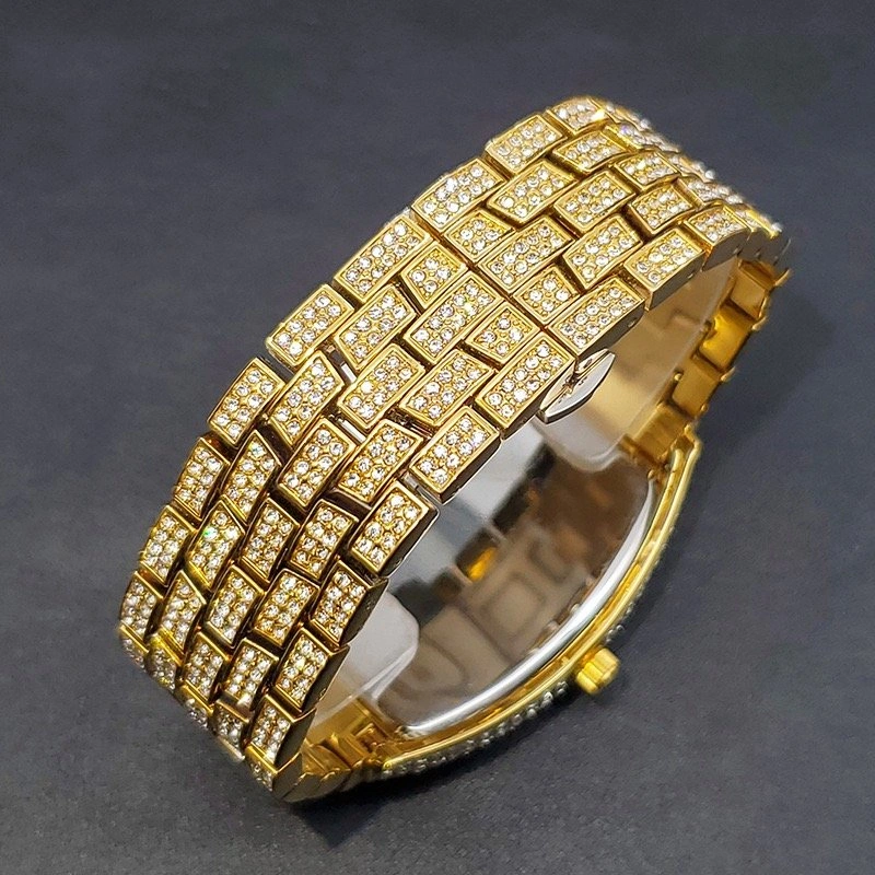 Gold Iced Out Tonneau Watch Diamond Style Luxury Bling - photo 3