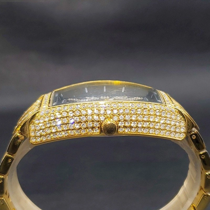 Gold Iced Out Tonneau Watch Diamond Style Luxury Bling - photo 5