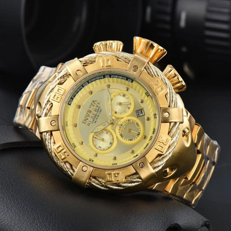 Luxury Gold Skeleton Dial Quartz Watch – 50mm Waterproof - photo 3