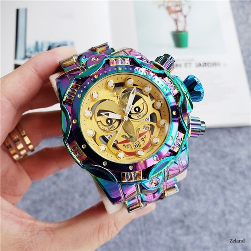 Luxury Gold Skeleton Dial Quartz Watch – 50mm Waterproof