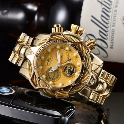 Luxury Gold Skeleton Dial Quartz Watch – 50mm Waterproof - photo 3