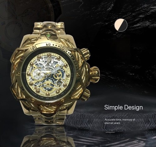 Luxury Gold Skeleton Dial Quartz Watch – 50mm Waterproof - photo 5