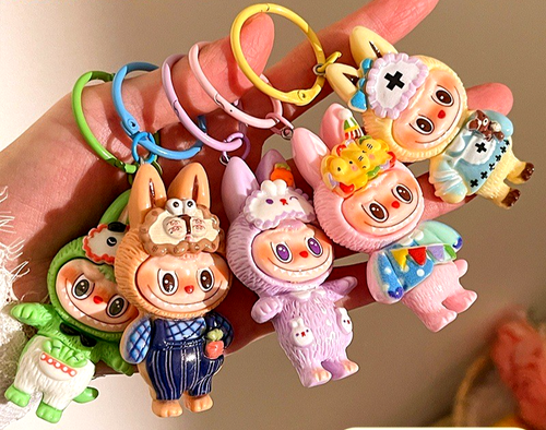 3 pcs Labubu Key Chain Cute Pendant Bag Decoration