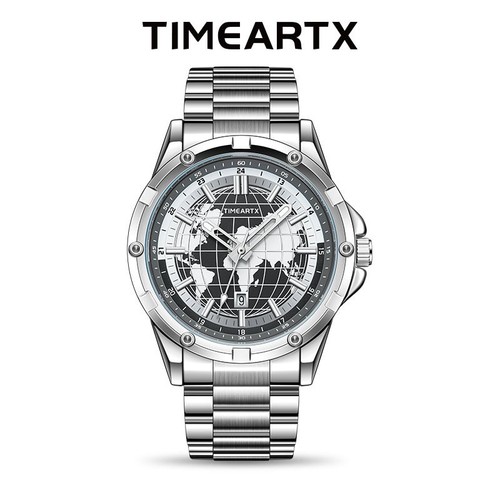 TIMEARTX TA-5130 Men’s World Map Watch Stainless Steel Band - photo 3