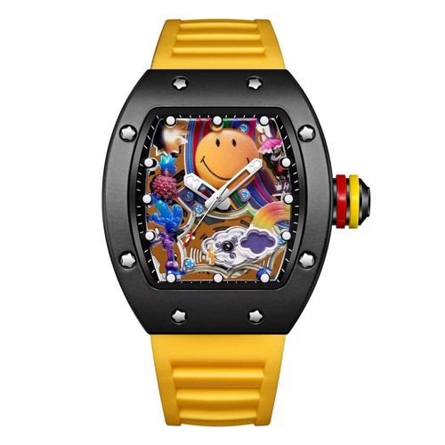 Unisex Cartoon Dial Quartz Watch Tonneau Case Silicone Strap - photo 4