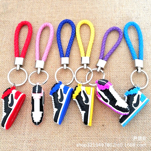6 Pack Variety Nike Air Jordan Shoe Keychain 3D Mini Sneaker Cha - photo 2