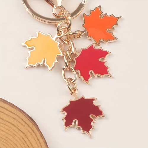Maple Leaf Keychain Set with Pearl Pendant (3 pcs) - photo 2