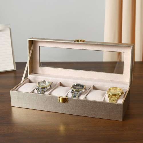 Watch Box 6 Slots Solid Wood Watch Case Storage