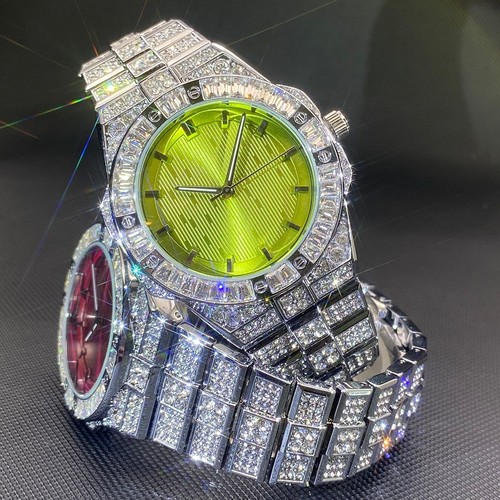 Men’s Iced Out Silver Watch Diamond Style Quartz Luxury Bling - photo 2