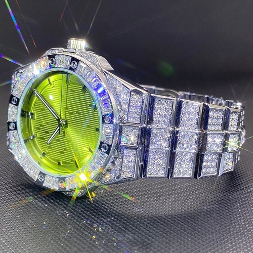 Men’s Iced Out Silver Watch Diamond Style Quartz Luxury Bling - photo 3