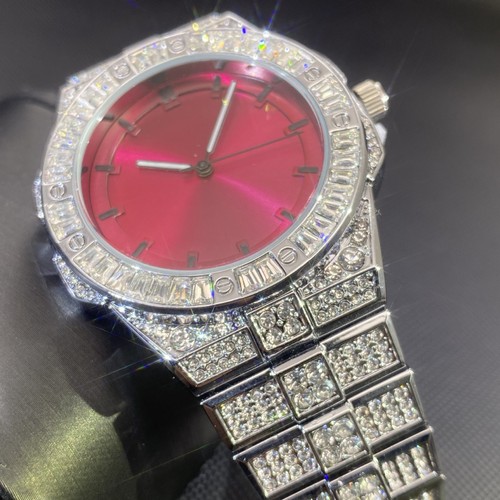 Men’s Iced Out Silver Watch Diamond Style Quartz Luxury Bling - photo 4