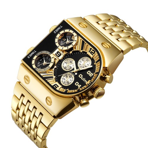 Oulm Multi-Time Zone Quartz Watch – Luxury Stainless Steel Desig
