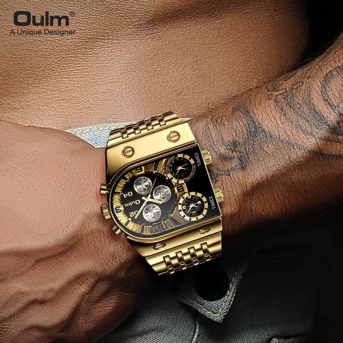 Oulm Multi-Time Zone Quartz Watch – Luxury Stainless Steel Desig - photo 3