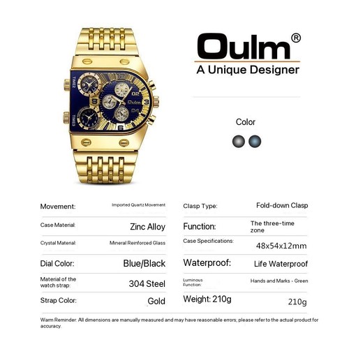 Oulm Multi-Time Zone Quartz Watch – Luxury Stainless Steel Desig - photo 5