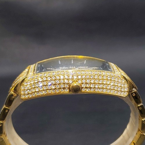 Gold Iced Out Tonneau Watch Diamond Style Luxury Bling - photo 4