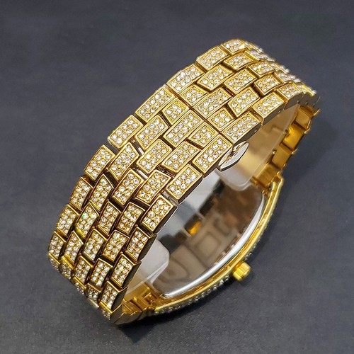 Gold Iced Out Tonneau Watch Diamond Style Luxury Bling - photo 5