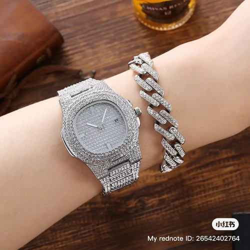 Iced Stainless Steel Watch Crystal New Gift