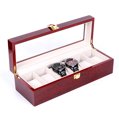 New 6-Slot Unisex Wood Watch Box Case - photo 2