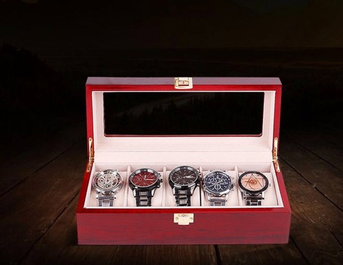 New 6-Slot Unisex Wood Watch Box Case - photo 4