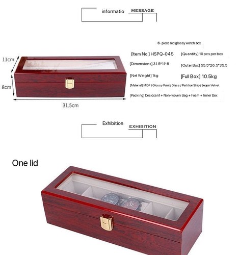 New 6-Slot Unisex Wood Watch Box Case - photo 5