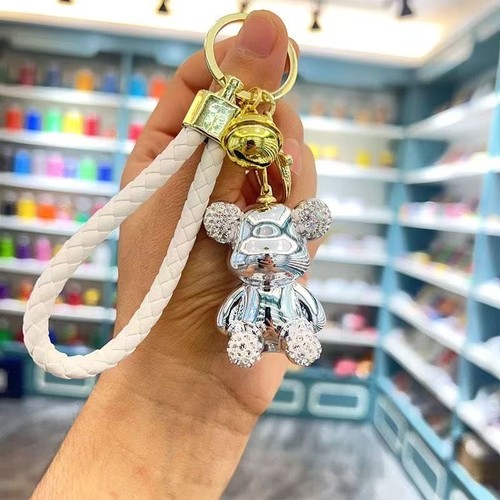 Cute Rhinestone Bear Alloy Keychain Bag Car Pendant - photo 2