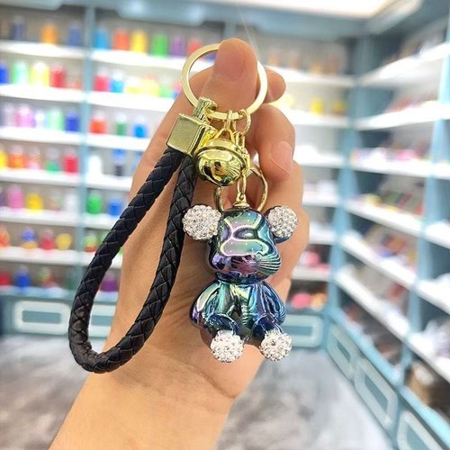 Cute Rhinestone Bear Alloy Keychain Bag Car Pendant - photo 3