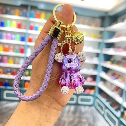 Cute Rhinestone Bear Alloy Keychain Bag Car Pendant - photo 4