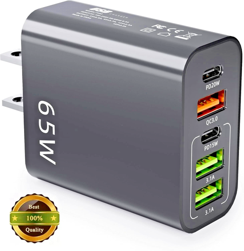 65W 5-Port USB Fast Wall Charger (3 USB-A & 2 USB-C) - 2 Pack - photo 2
