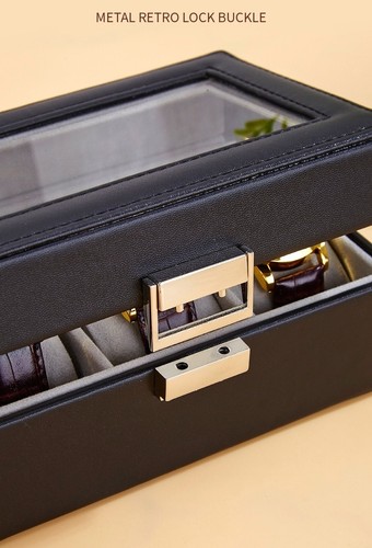 Luxury 6-Slot Watch Display Box – Black Leather Organizer - photo 3