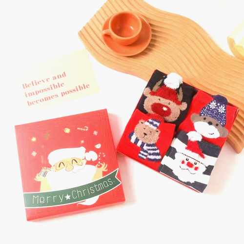 4 Pair Christmas Gift Box Women's Socks Santa Claus - photo 2