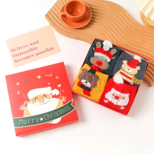 4 Pair Christmas Gift Box Women's Socks Santa Claus - photo 4
