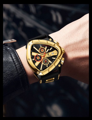 LIGE Luxury Sport Watch Men Blue or Gold Chronograph Date - photo 5