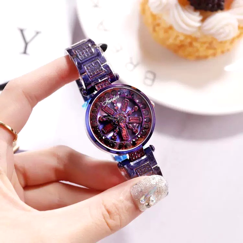 DKY Ladies Stainless Steel Diamond Movable Dial Watch