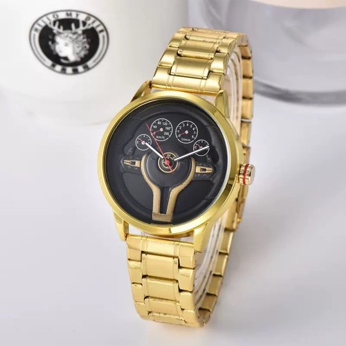 Luxury Gold Men’s Quartz Watch Black Dial Sport Style