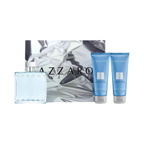 Azzaro Chrome 3 Pcs Set Eau De Toilette & Hair/Body Shampoo