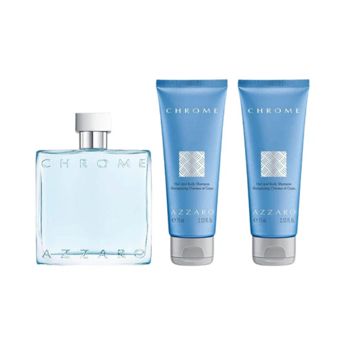 Azzaro Chrome 3 Pcs Set Eau De Toilette & Hair/Body Shampoo - photo 2