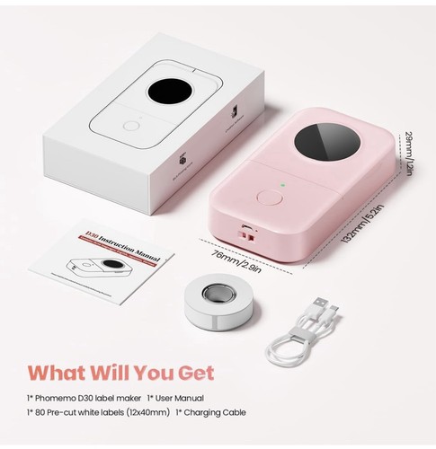Phomemo D30 Bluetooth Thermal Label Maker Printer Pink - photo 3