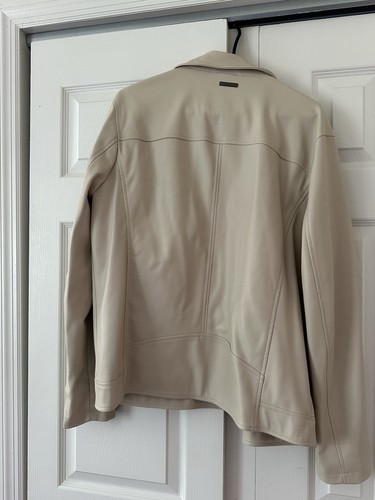 GUESS Beige Biker Jacket Unisex L Zip Closure Lined Pockets - photo 2