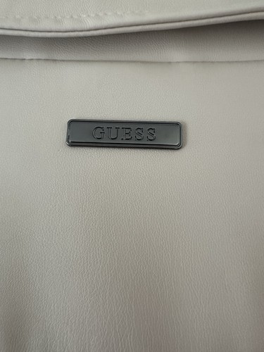 GUESS Beige Biker Jacket Unisex L Zip Closure Lined Pockets - photo 4