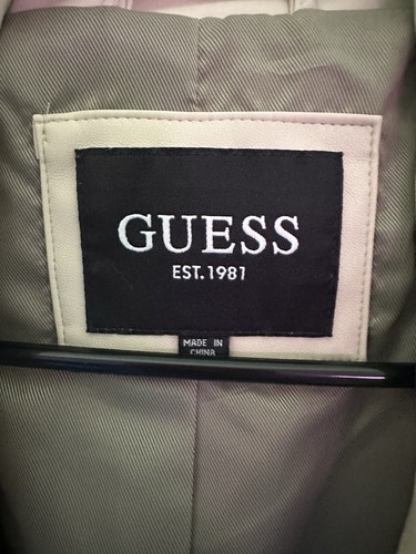 GUESS Beige Biker Jacket Unisex L Zip Closure Lined Pockets - photo 5