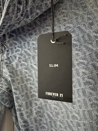Forever 21 Slim Fit Mid Rise Blue Monogram Denim Jeans Size 32 - photo 3