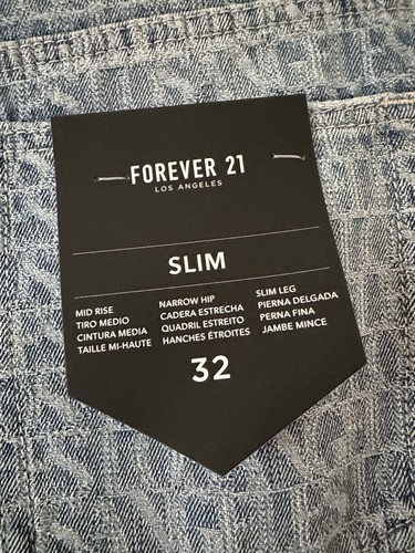 Forever 21 Slim Fit Mid Rise Blue Monogram Denim Jeans Size 32 - photo 5