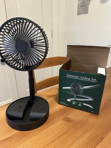 Telescopic Foldable Table Desk Fan, USB Rechargeable Adjustable