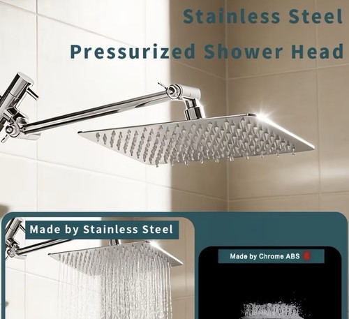 Dual Square Rainfall + Handheld Shower Head Set, Stainless Chrom - photo 2