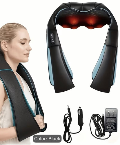 Neck & Shoulder Shiatsu Massager Heat Bi-Directional Rolling