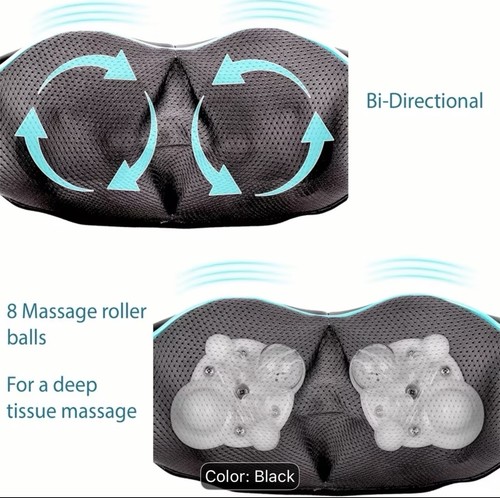 Neck & Shoulder Shiatsu Massager Heat Bi-Directional Rolling - photo 3