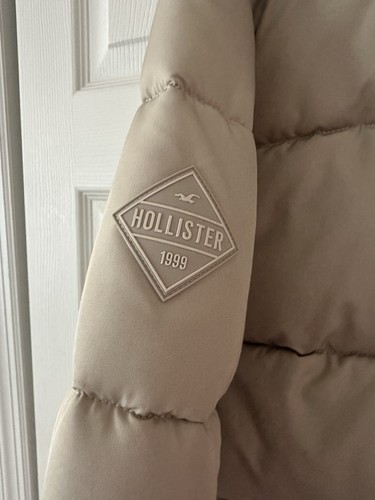 Hollister Men's Beige Hooded Full Zip Puffer Jacket Stand-Up Col - photo 4