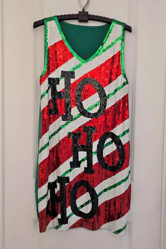 Spencer's Workshop Sequin Christmas Dress XL Ho Ho Ho