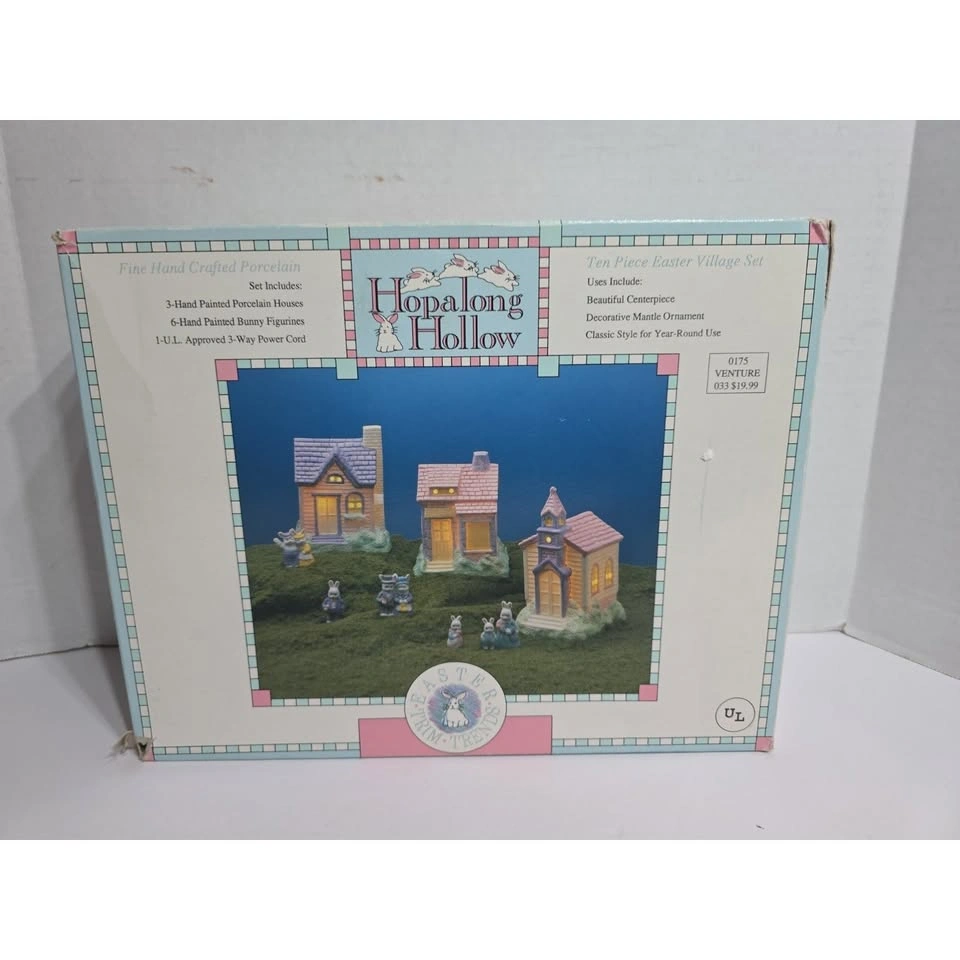 Porcelain Hand Painted Easter Village Hopalong House Complete - photo 2